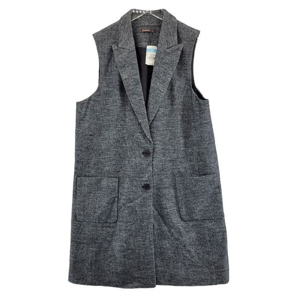 J Mclaughlin Cate Vest Size Large Tunic Blazer Black White Houndstooth Wool NEW - Picture 3 of 11